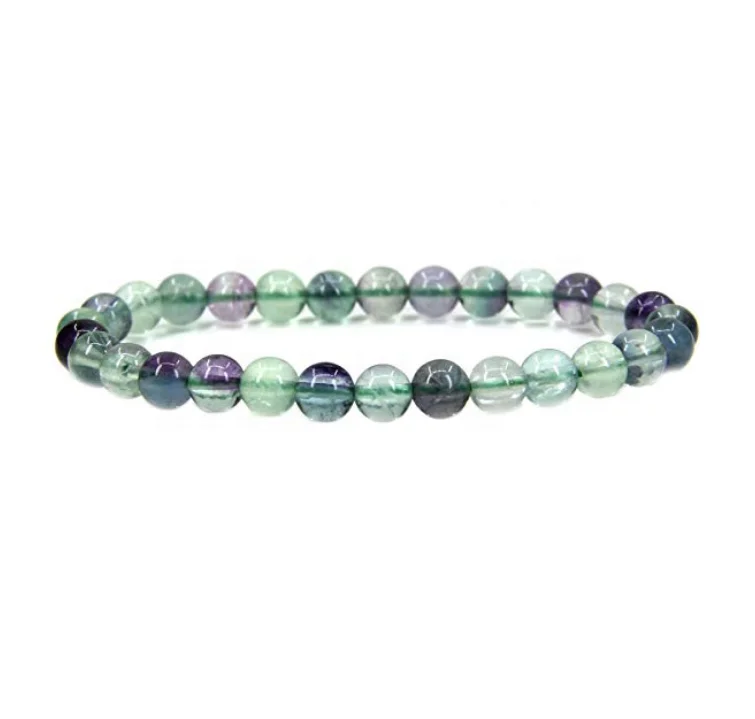

Wholesale Unisex 7" Handmade Bracelet 6mm Natural Clear Fluorite Gemstone Beads Stretch Bracelet