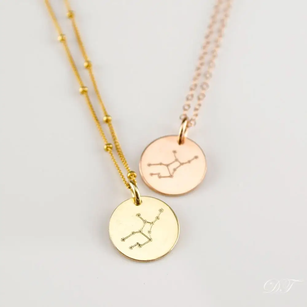 

Stainless Steel Jewelry Small gold Gold Zodiac Necklace Star Sign Necklace Horoscope Necklace, Gift for Her, Bridesmaids Gift