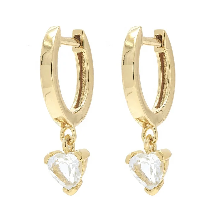 

925 silver small huggies 14k gold plated heart hoop earrings