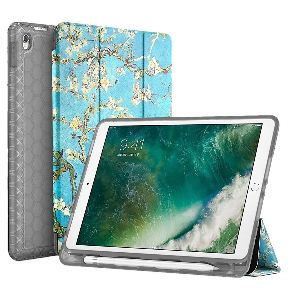 

2017 New Folio Case For iPad Pro 10.5 Case Built-in Apple Pencil Slot, Flowers