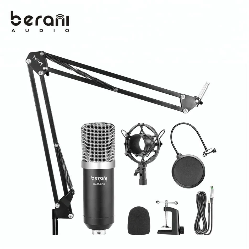 

BM800PP Microphone diaphragm Podcast studio recording electret condenser microphone pc professional set, Blue/white/red/pink/beige