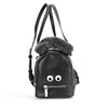 8590 - Paparazzi leather design smart eyes decoration young girls Eco-friendly PU backpack with fur short handle