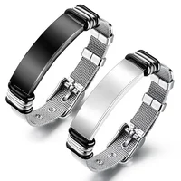 

2019 custom name tags blank bangle stainless steel mesh bracelets for men designs