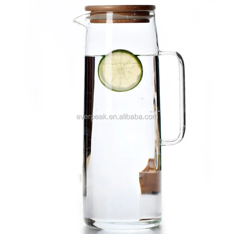 1000ml Glass Pitcher With Airtight Lid Heat Resistant Borosilicate Glass Water Filter Pitcher 5723