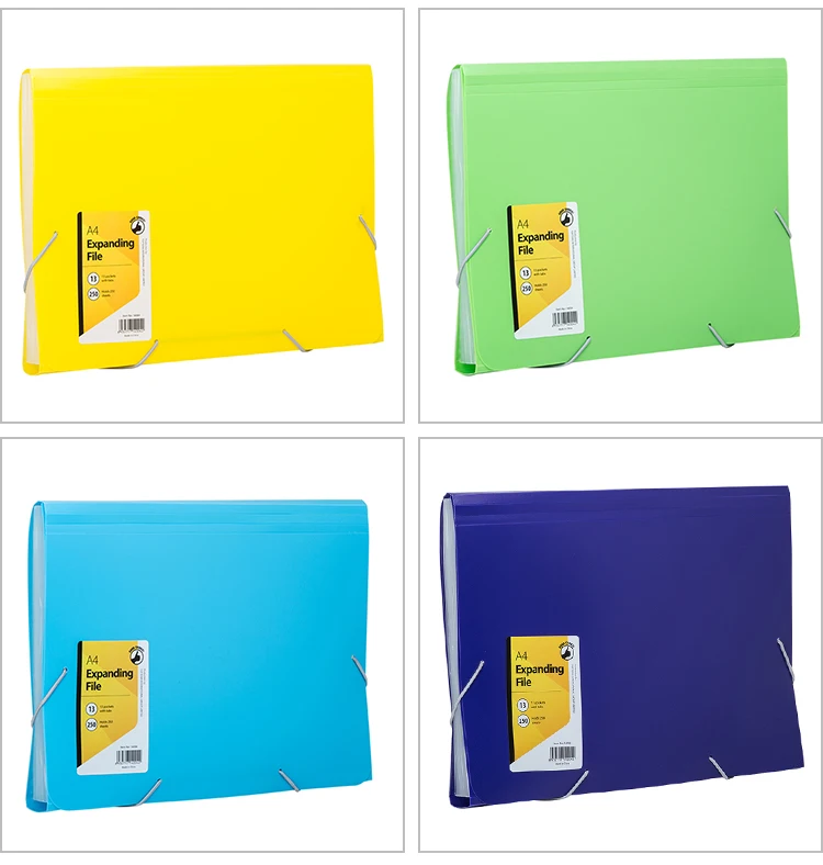 Office Pp Plastic A4 13 Pocket Expanding File Folder With Elastic Band