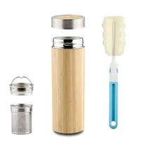 

Bamboo Tea Tumbler 17 oz Double Wall Vacuum Insulated Thermos with Stainless Steel Tea Infuser