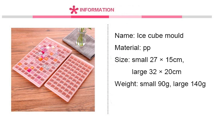 Easy To Clean PP Plastic Personalized Ice Cube Tray Mini Tiny 96 Grids Ice Cube Bin Scoop Trays and Candy Grids Small Ice Maker