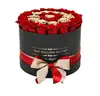 custom luxury golden logo rose preserve black round flower box for rose pack