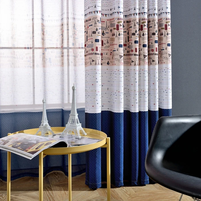 Cheap Red Blue White Polyester Printing Curtains Fabric