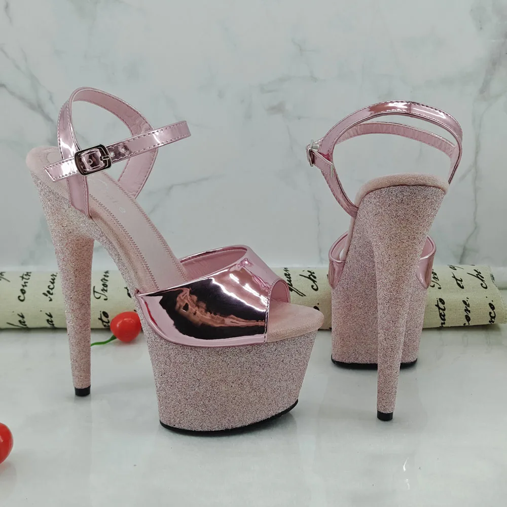 

Leecabe Ultra Heels High Heels Tiangao Rhinestone Slippers Open Toe Women's Shoes 7 Inch High Heel Red Princess Party Shoes