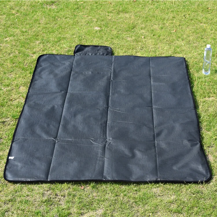 Printed Double Sided Grid Picnic Blanket Portable Folding Fleece
