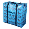 large capacity Zebra laminated pp woven glossy film shopping bag,luggage bag with zipper closed-blue