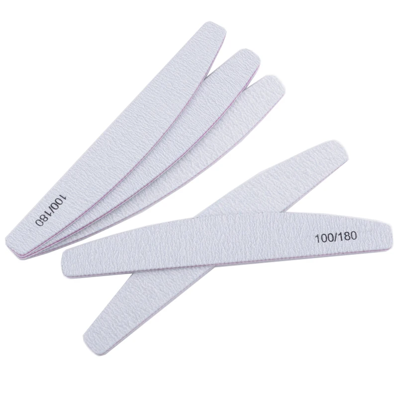 

Double Sides Grey Sandpaper Professional Nail File tool Grit Custom Logo Half - moon Zebra Nail File 100/180, Gray