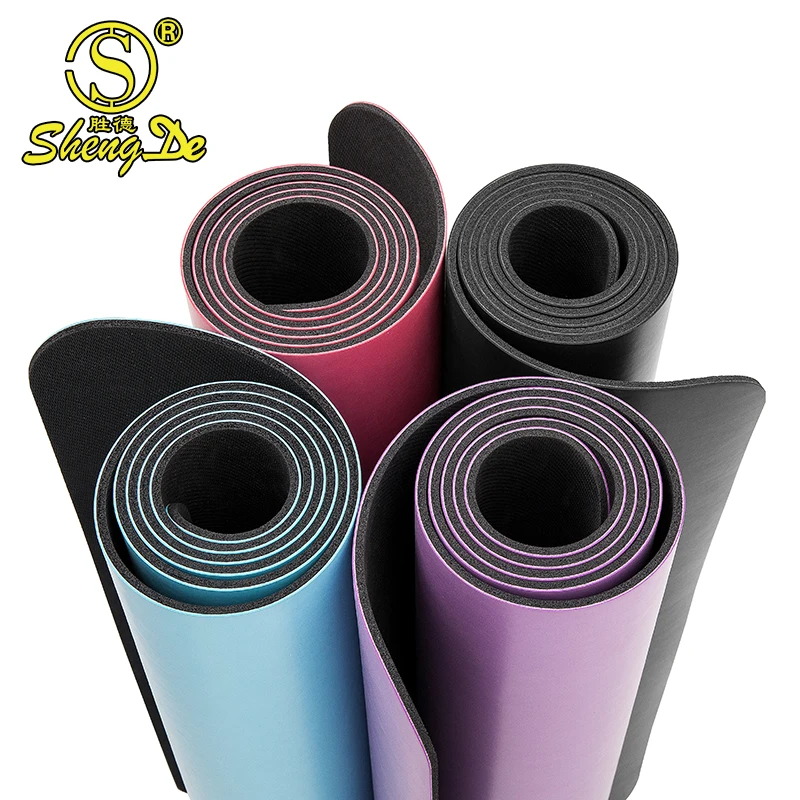 

Exercise fitness body alignment polyurethane mat yoga eco friendly, Black