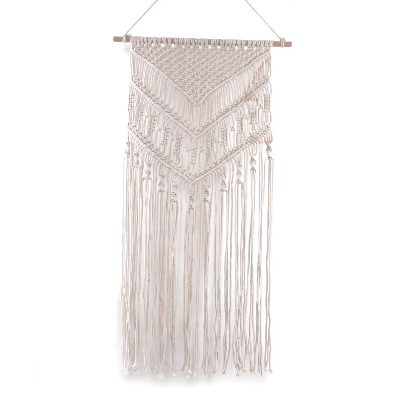 Wholesale enviro<em></em>nmentally friendly dyed cotton yarn hand-woven tassel interior wall decorative Macrame  tapestry