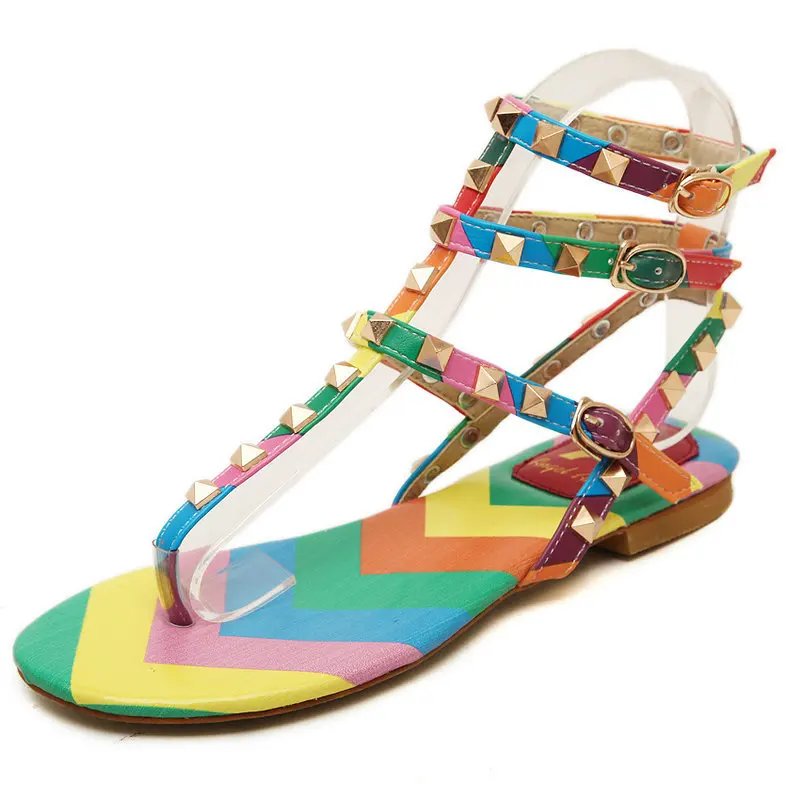 rainbow color sandals womens