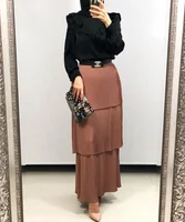 

New collection good quality brown chiffon soft long skirts for muslim women