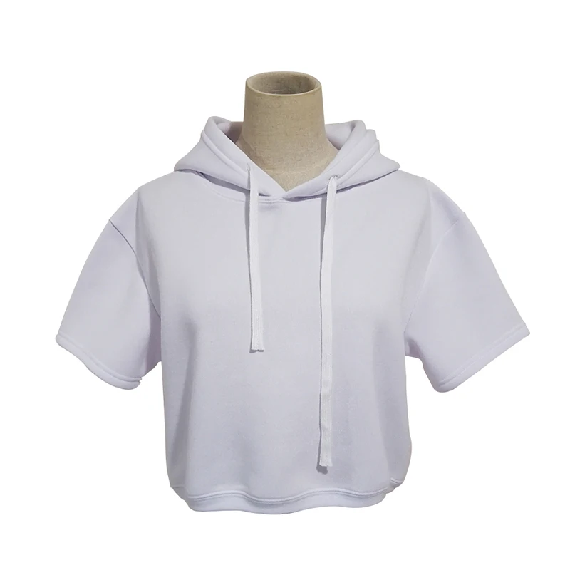 

Oem Manufacturer White Sweatshirts Short Sleeves Crop women Hoodies For Sublimation Blank