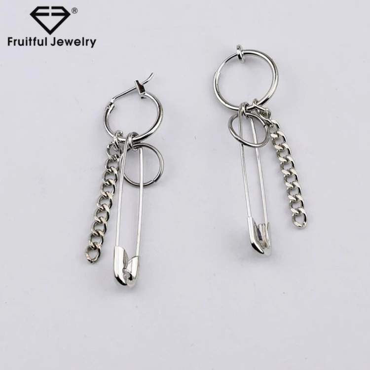 

Retro Tassels Dissymmetry Geometric Earrings Smile Feather Cuban Chain Earrings Stainless Steel Cross Earring For Men
