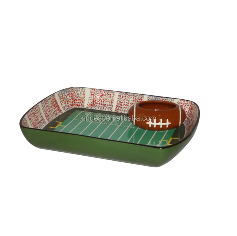 Creative Ceramic Football Stadium Dish And Football Shape Dip Dish