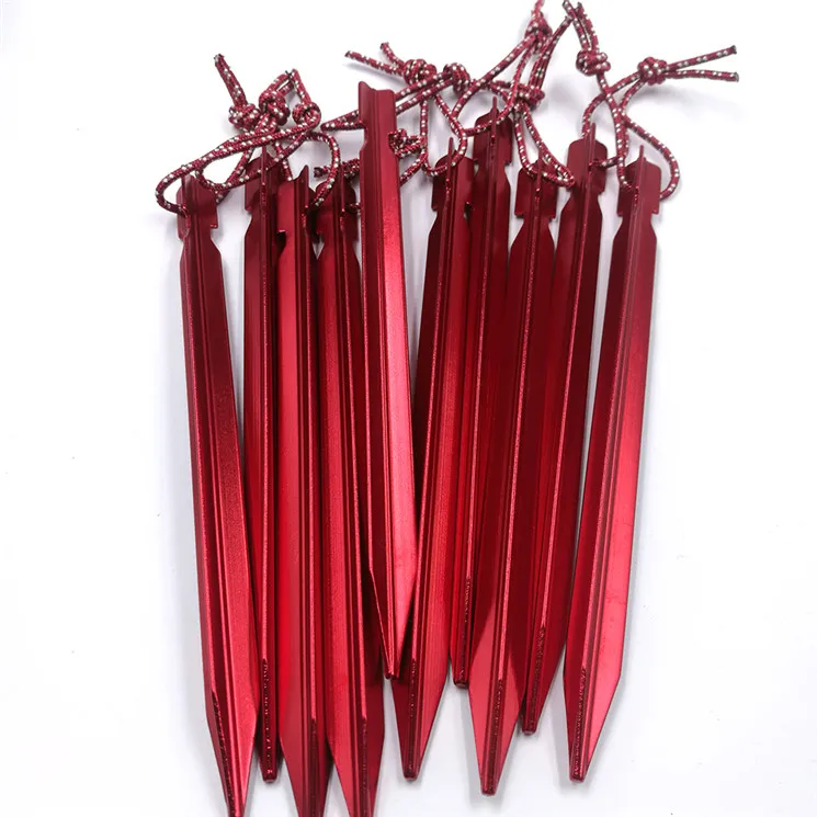 Top Selling High Quality Red Small Metal Pegs Metal With Custom Logo Tent Pegs