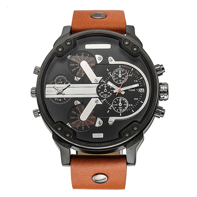 

Luxury Men's Watches Men Quartz Watch Dual Time Display Watch CAGARNY 6820 Man Sport Military Wristwatches Relogio Masculino