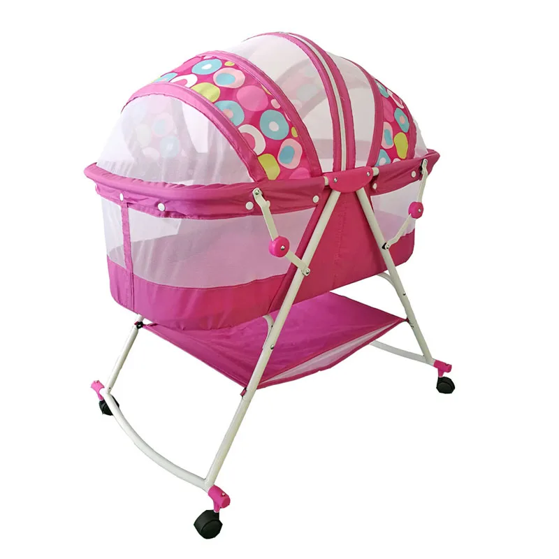 Pink Baby Swing Foldable Baby Cribs For Baby Sleeping Bed Sets