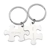 Yiwu Meise Customized Engraved 2 pieces Stainless Steel Couples Set Name Message Best Friend Friendship jigsaw Gift Key chain