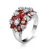 Handmade Women 925 Silver AAA Clear Cubic Zircon Gemstone Wedding 18k White Gold Plated Ruby Ring
