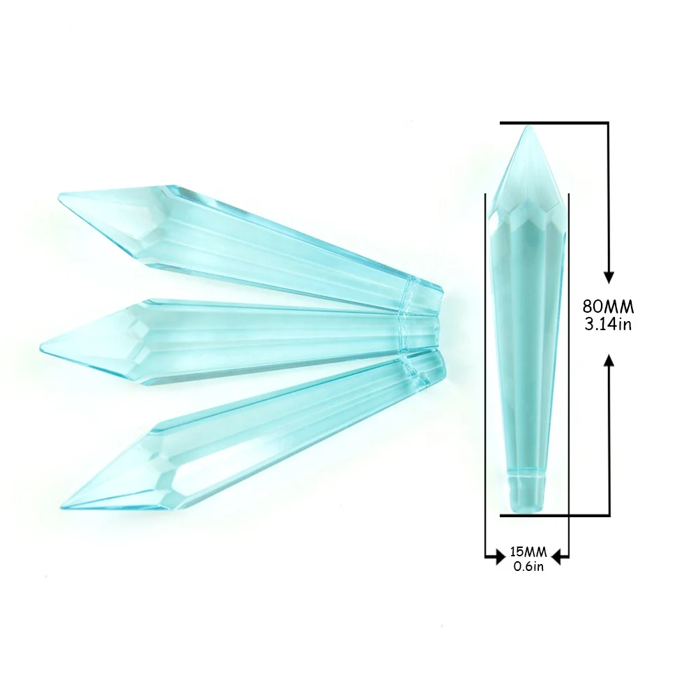 

10pcs/Lot  Light Aquamarine Crystal Glass Icicle Prism Chandelier Parts Pendant For Festival Decorations Free Shipping