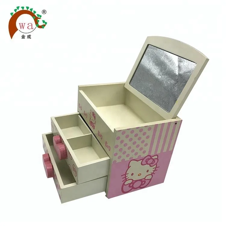 
Custom wooden hello kitty jewelry storage box for jewelry toy 