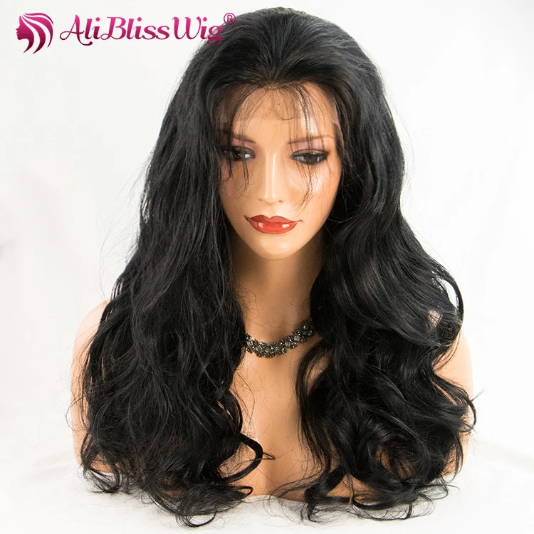 

Ali Bliss Wig fast delivery natural black color loose wave peruvian human hair full lace wig no tangle shedding free for women, N/a
