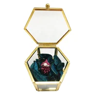 

Custom design small gold and glass hexagon jewelry ring box