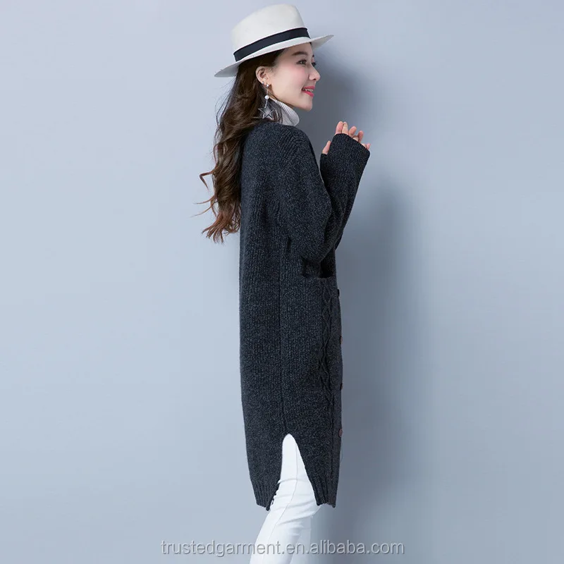 
Winter women long chunky sweaters wool cardigan 