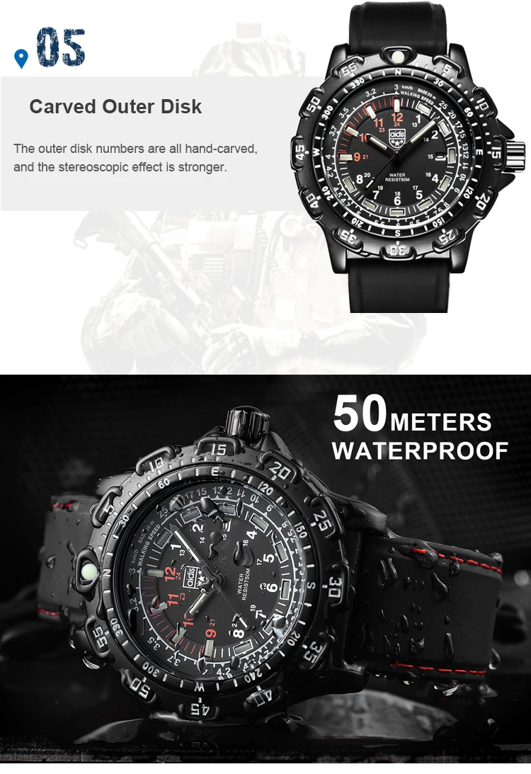 Divers Men Military Sports Watch Silicone LED Watch Light Curren Watch Automatic