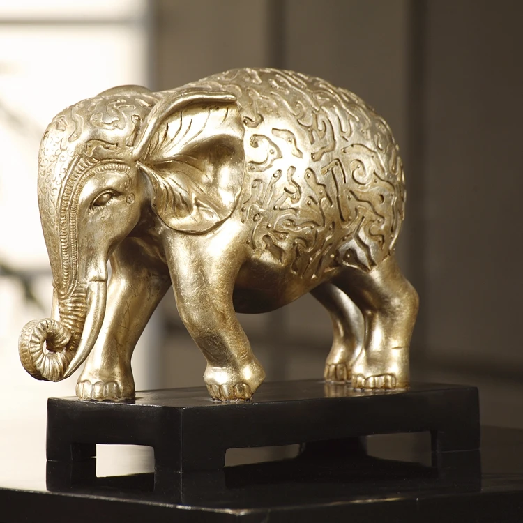 Luxury Antique Gold Elephant Sculpture Item Home Decoration Accessories