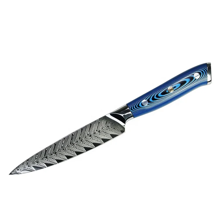 

New Arrival 5 inch Professional Ladder Pattern 73 Layers Japanese Damascus Steel Kitchen Utility Knife