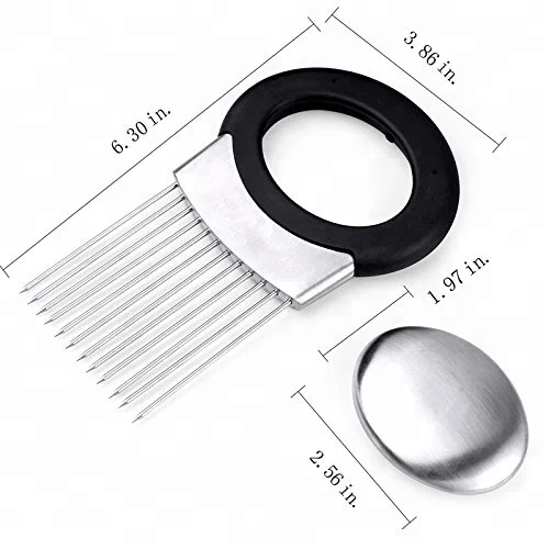 
Onion Holder for Fork Slicing Chopper Gadget Vegetable Potato Holder & Stainless Steel Soap Odor Remover Kitchen Tool 