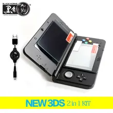 For Nintendo New 3DSXL/LL Ultra Thin Film Tempered Glass Screen Protector Film Protector + One Retractable Power/Data Cable