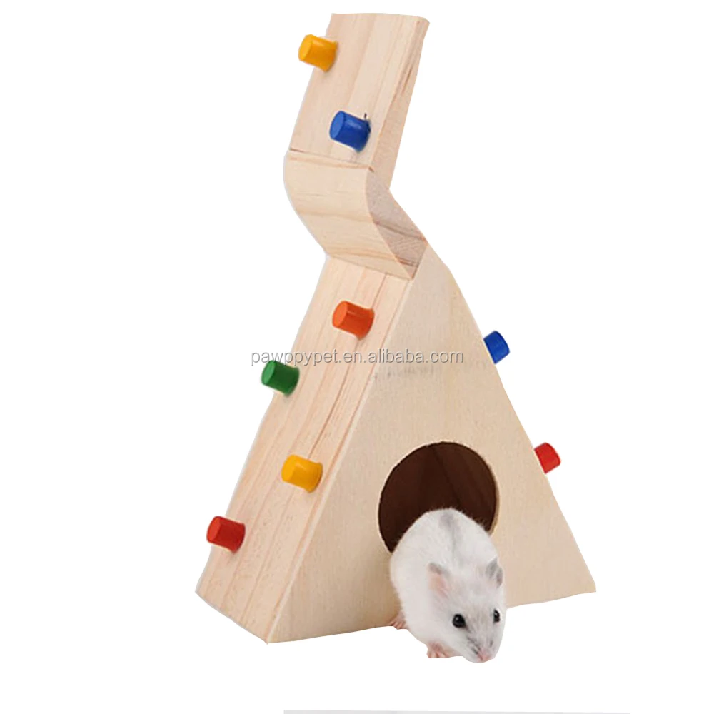 2Color Pet Rat Hamster Mouse Wooden Climbing Ladder House Cage Nest Exercise Toy 
