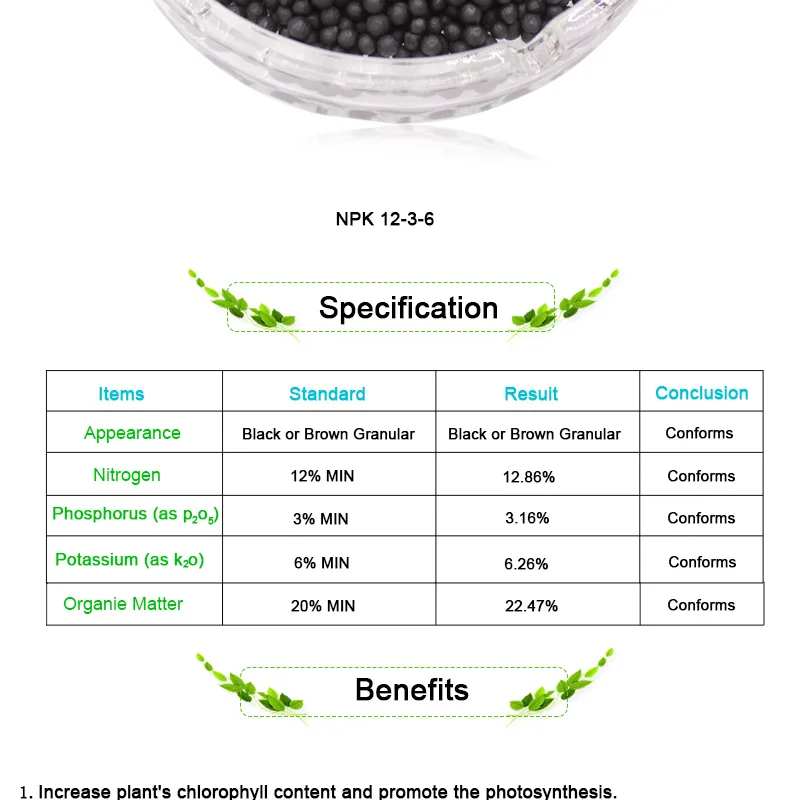 Manufacturer Amino Acid Organic Fertilizer NPK 12-3-6 for agriculture