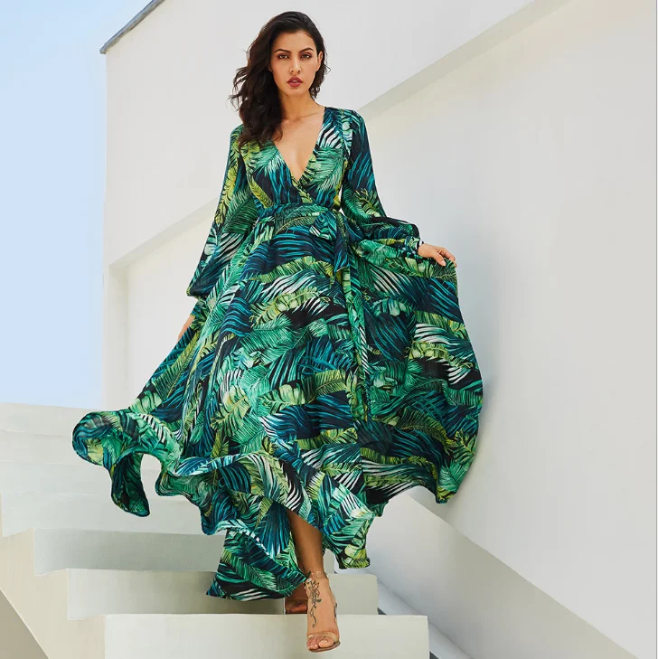 Boho Long Sleeve Dress Green Tropical Beach Vintage Maxi Dresses V Neck Belt Lace Up Plus Size Dress
Boho Long Sleeve Dress Green Tropical Beach Vintage Maxi Dresses V Neck Belt Lace Up Plus Size Dress