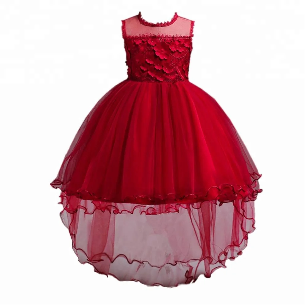 

Western style kid wear fashion dress Children's Prom party dress for 8years old red flower girl's Bridesmaid dress, N/a