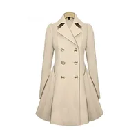 

Ladies Hot Sales High Quality Double Breasted Trench women windbreaker windcoat