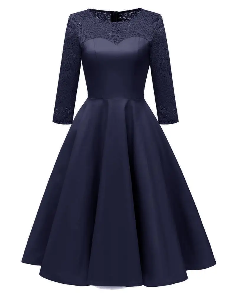

2019 amazon hot style women's vintage lace satin puffball dress