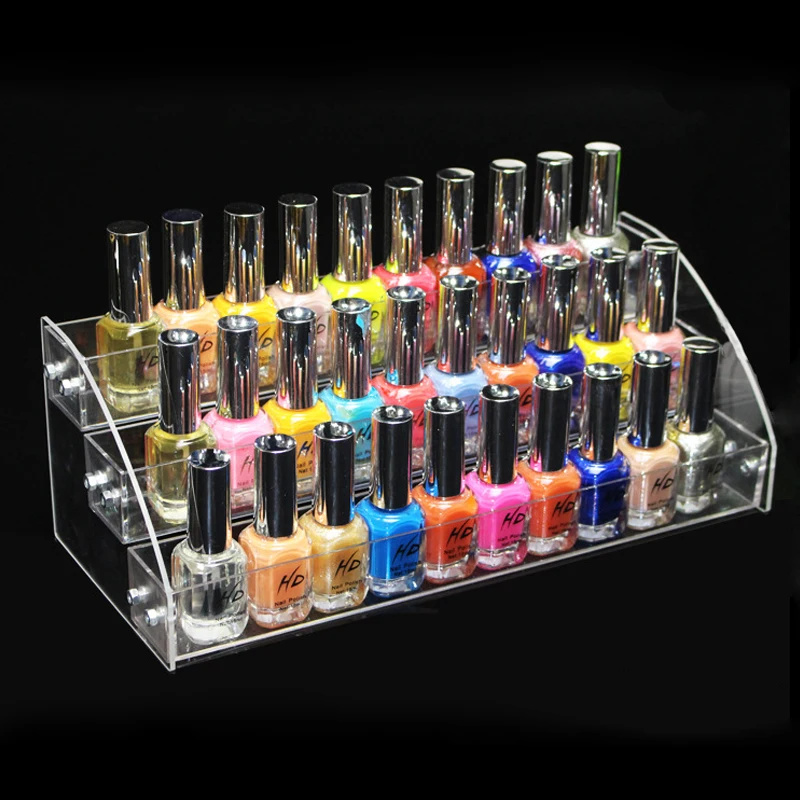 

New Fashion Nail Tools Clear Transparent Acrylic Nail Polish Salon Exhibition Wall 3 Layers Nail Polish Rack Storage Shelf