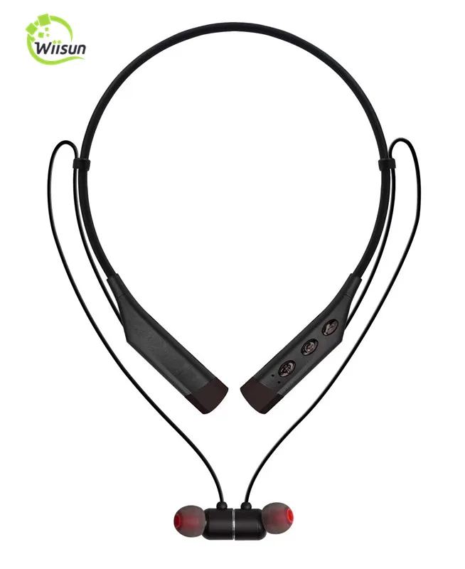 

Wireless Foldable Neckband Headset Magnetic metal in-ear Earphone BT V5.0 Stereo Sport headphones Support TF card Mp3 with MIC