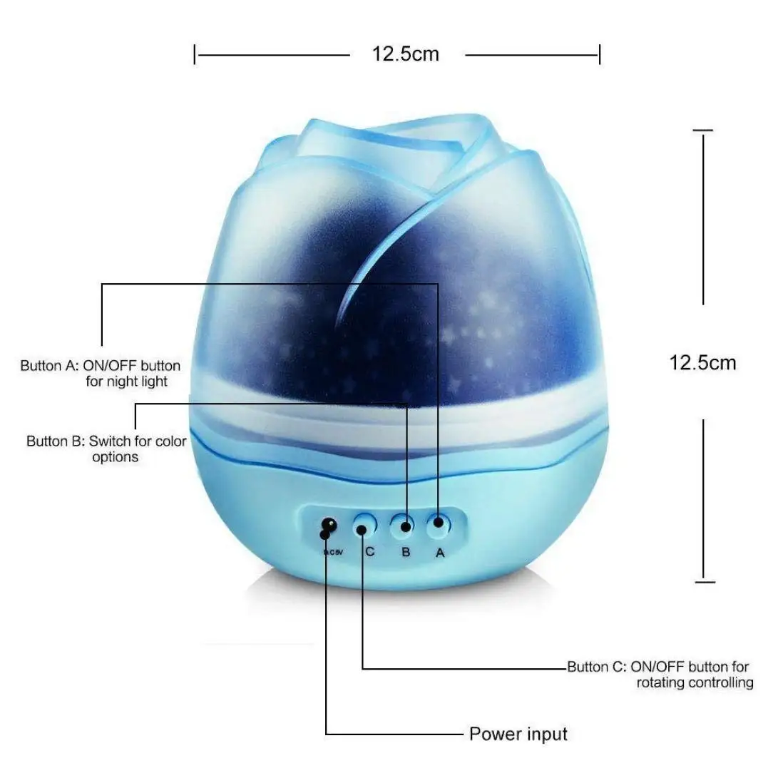 YARRAE 2018 Multicolor Projector Night Light Rotating Starry LED Projection Moon Star Lamp manufacture in shenzhen