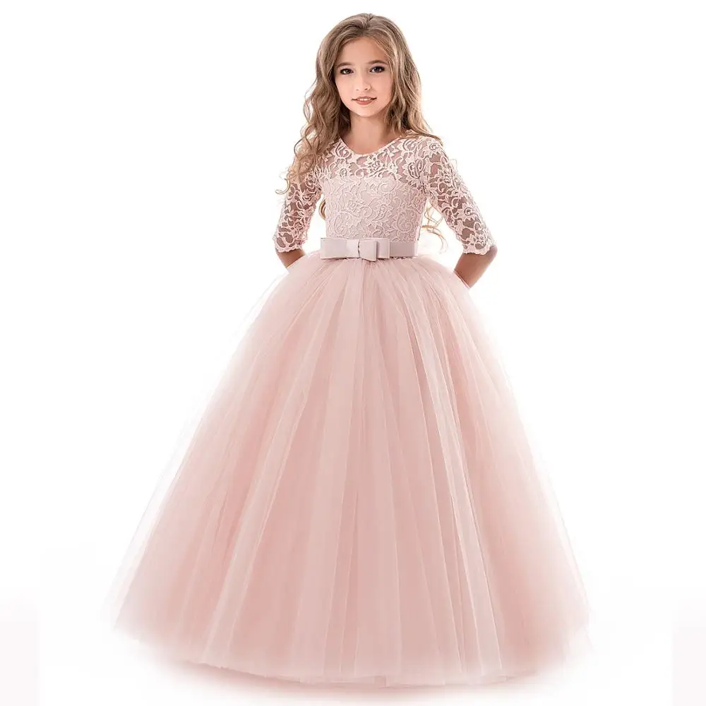 

Kids Bridesmaid Lace Girls Dress For Wedding Party Dresses Evening Girl long Costume Princess Children Fancy 5 - 14Y Y10670, Can follow customers' requirements