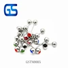 stainless steel crystal decoration beads barbell tongue frenulum piercing ring